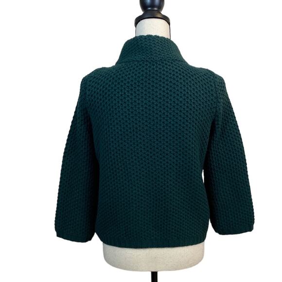 Talbots Chunky Knit Forest Green Cardigan Sweater Size SP - Picture 2 of 6